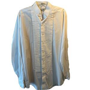 CHAPLIN Mens White Cotton Blend Long Sleeve TUXEDO Dress Shirt size XL (36/37)